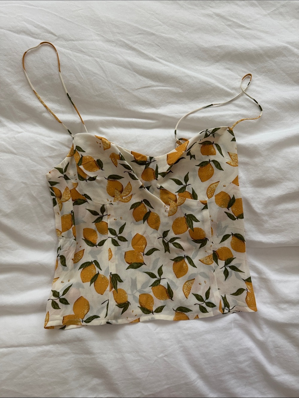 Reformation Lemon Print Cami Top - White/Yellow